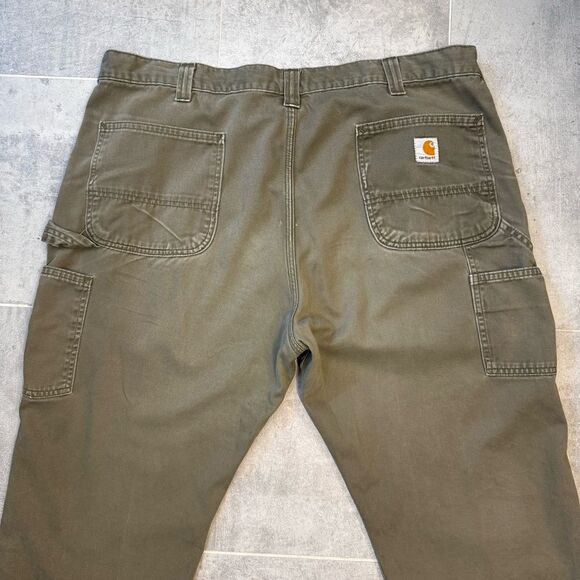 Carhartt Men's Carpenter Pants 40x30 (41x29) Green B324 ARG Twill Workwear - Picture 3 of 15